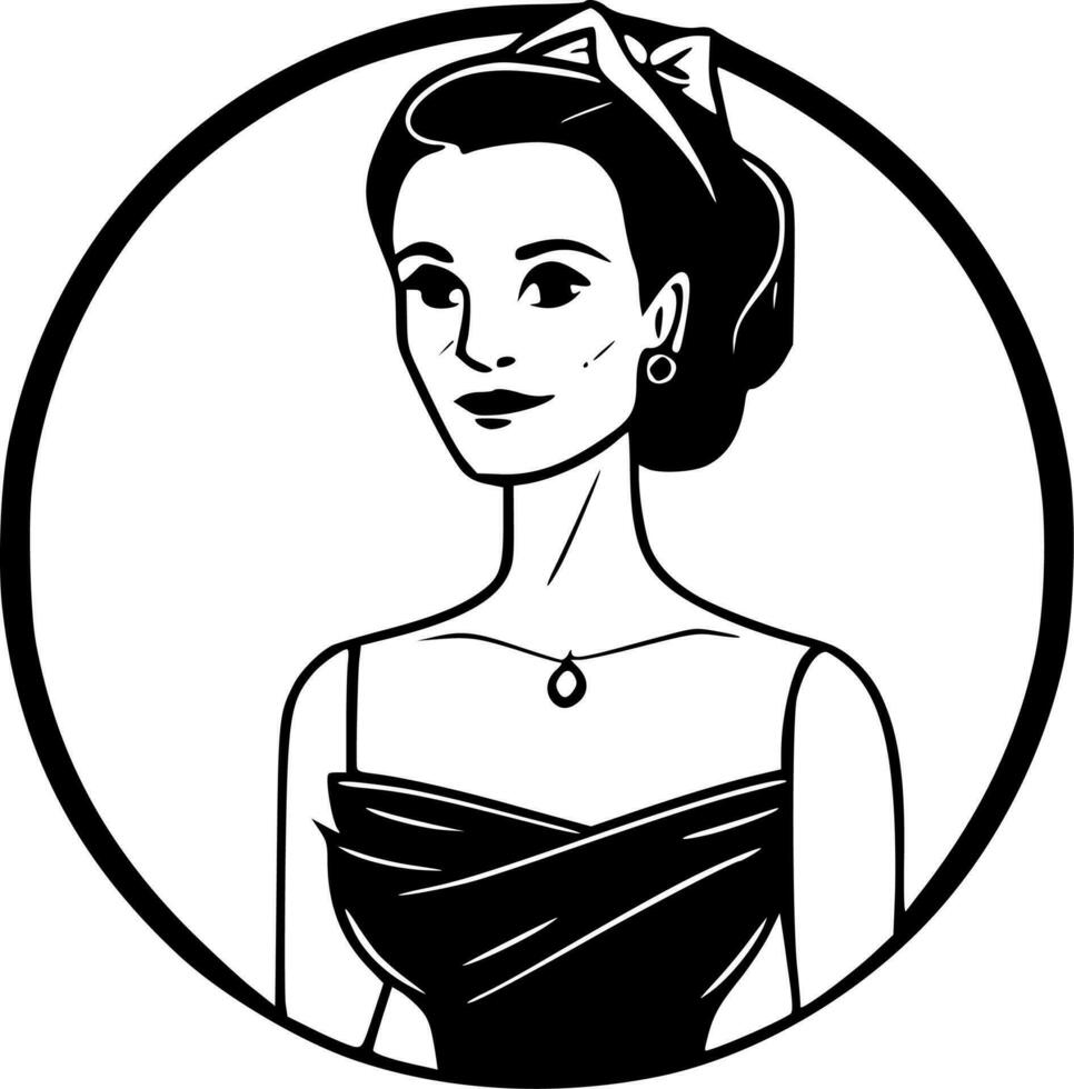 dama de honor, negro y blanco vector ilustración