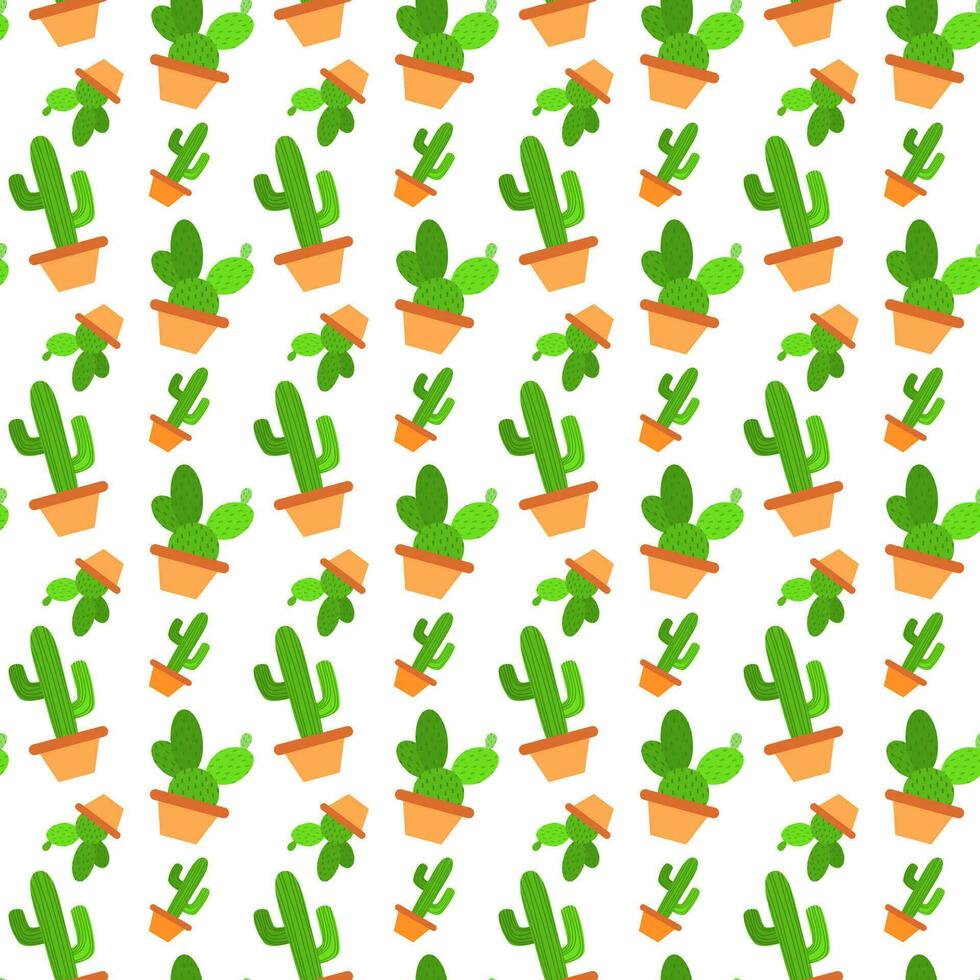 Seamless background with cactus wrapping paper pattern. vector