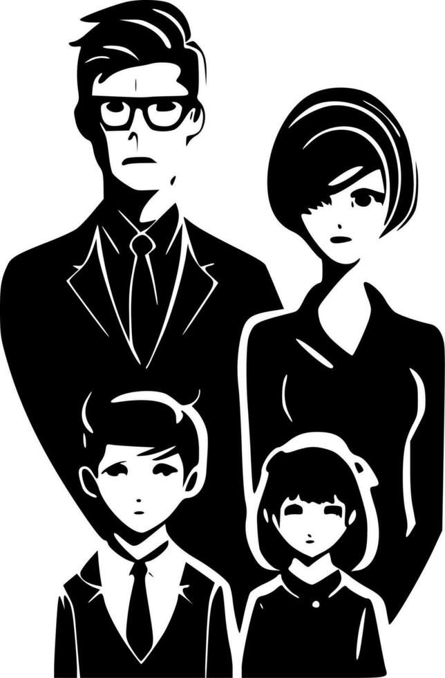 Family, Black and White Vector illustration