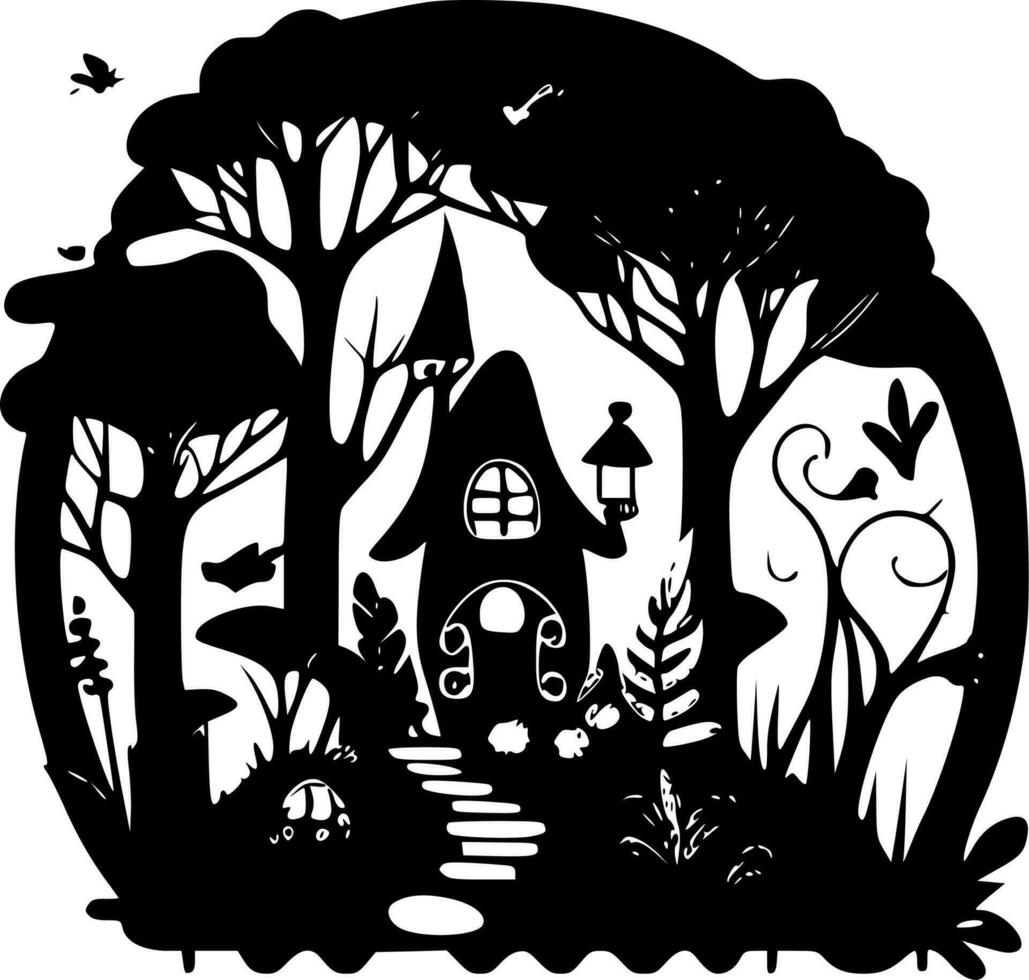 Fairy House, Minimalist and Simple Silhouette - Vector illustration