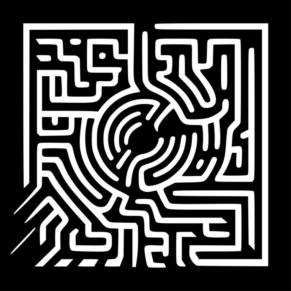 Mazes - Black and White Isolated Icon - Vector illustration