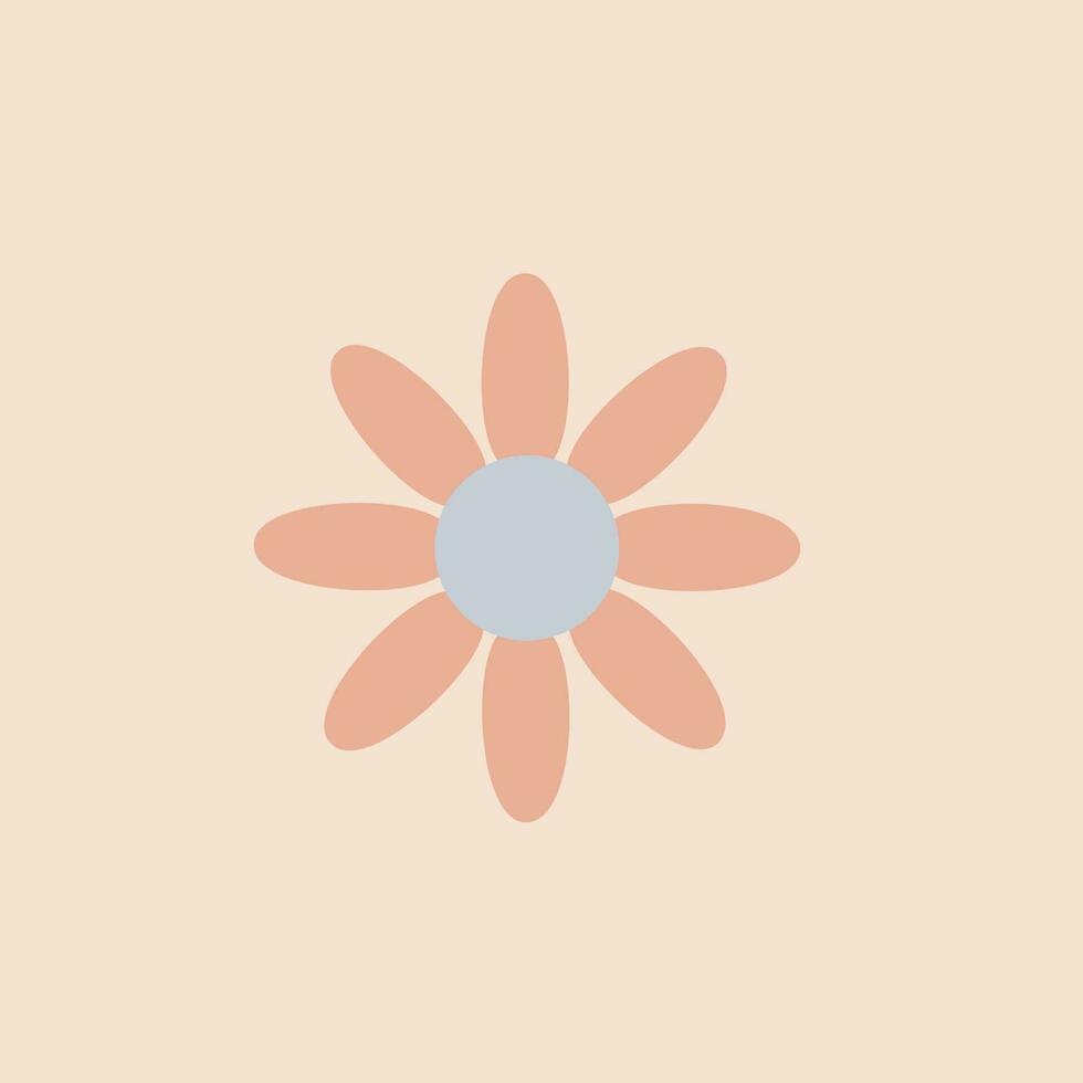 funny groovy playful flower in 60s style vector