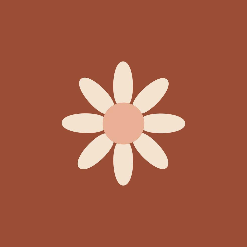 funny groovy playful flower in 60s style vector