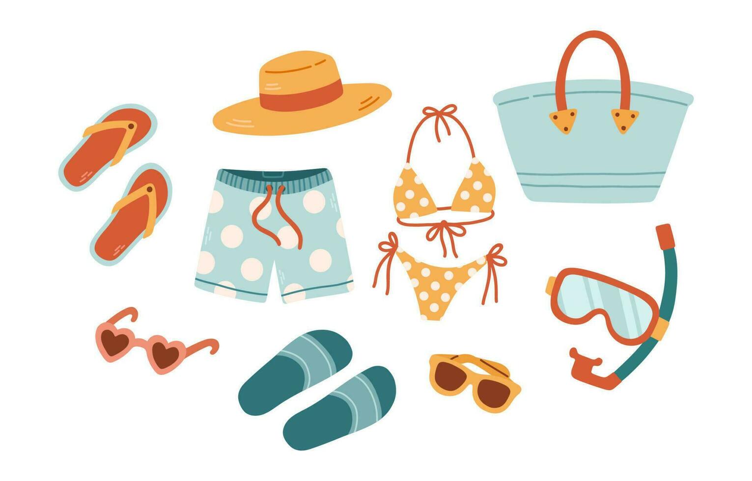 verano vector icono conjunto para pegatina. iconos, señales y pancartas brillante Hora de verano póster. colección elementos para verano fiesta y fiesta. vector ilustración