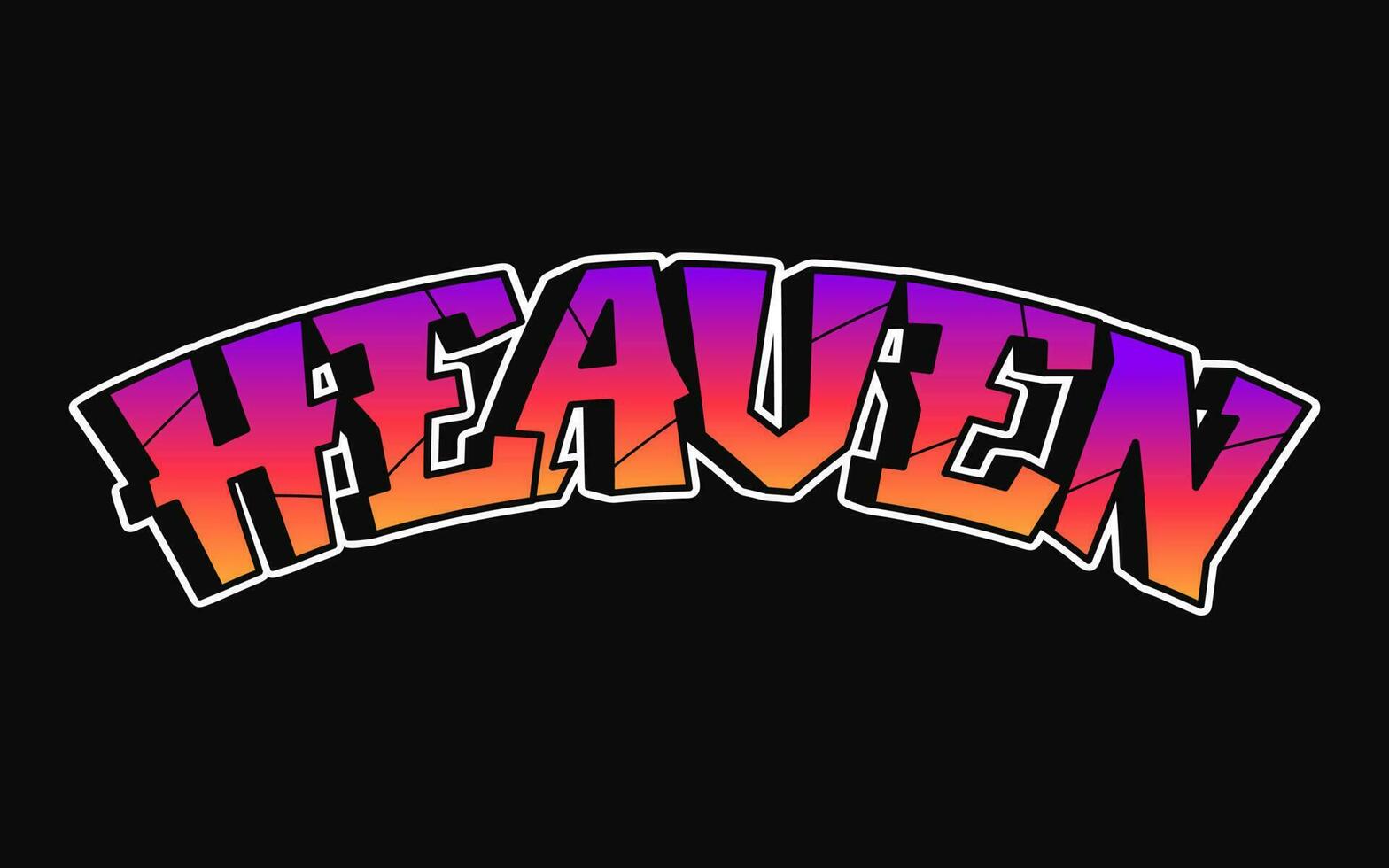 Heaven - single word, letters graffiti style. Vector hand drawn logo. Funny cool trippy word Heaven, fashion, graffiti style print t-shirt, poster concept