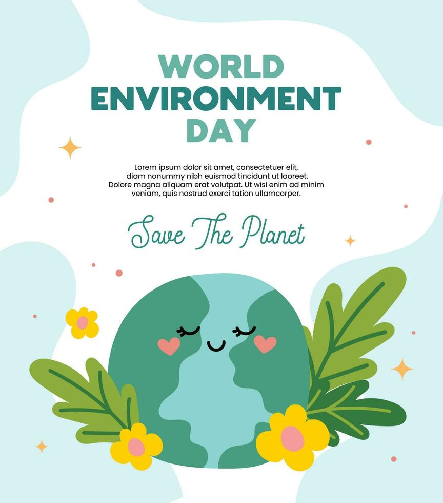 flat vector design world environment day 5 june go green save the earth