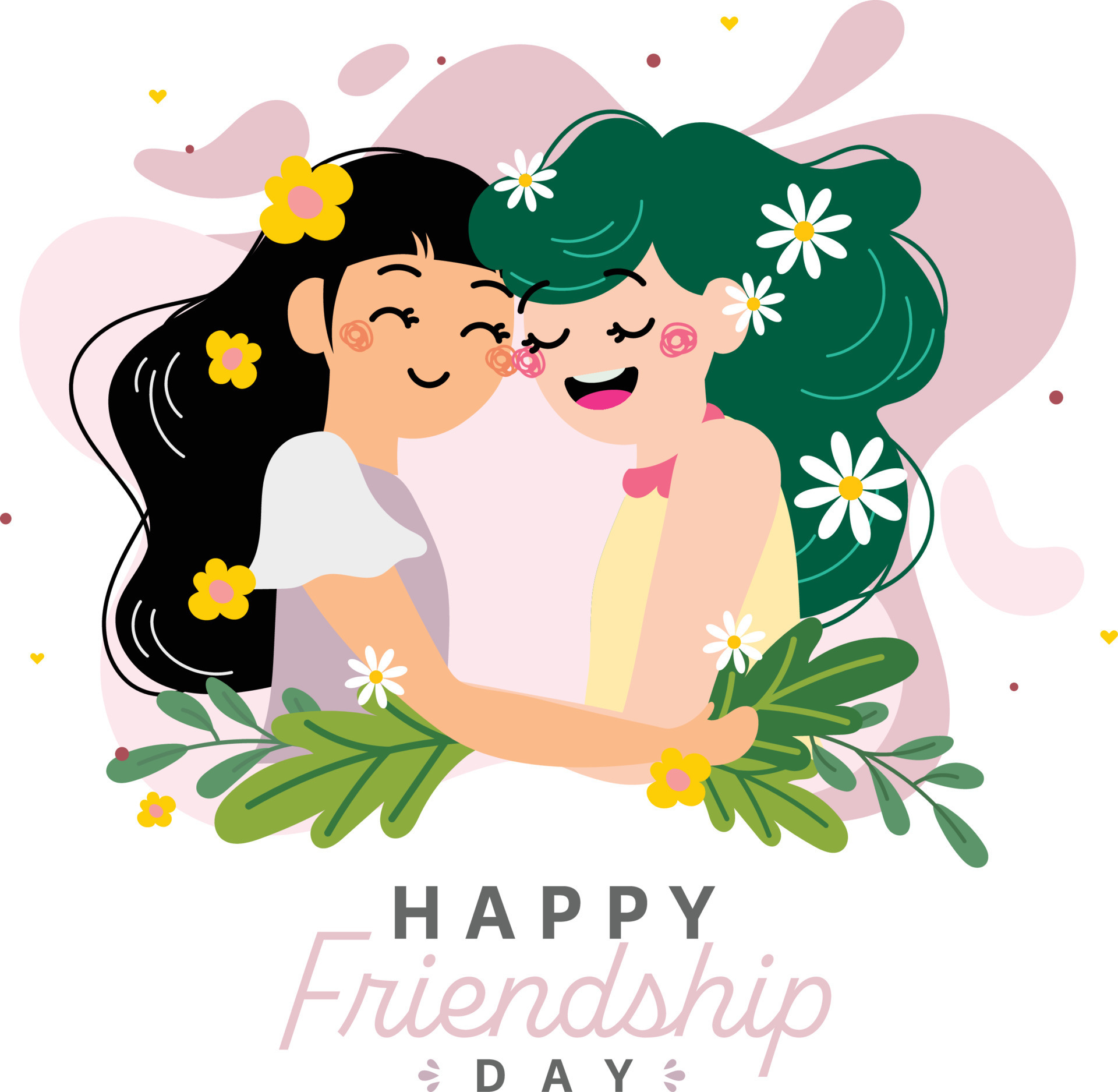 flat cute design vector flower happy friendship day 23605455 Vector Art