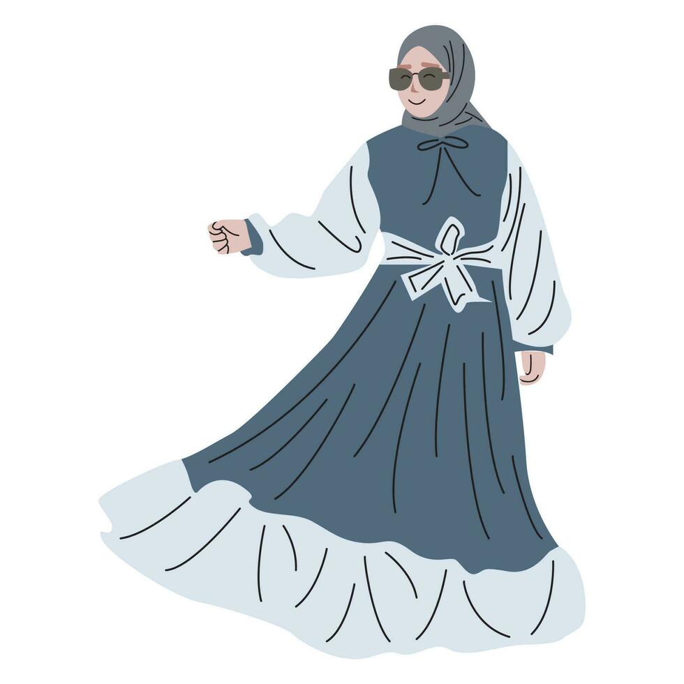 modern muslim women dress design vector