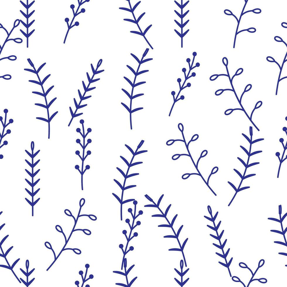 Seamless Floral Pattern with Minimalist Line Style vector