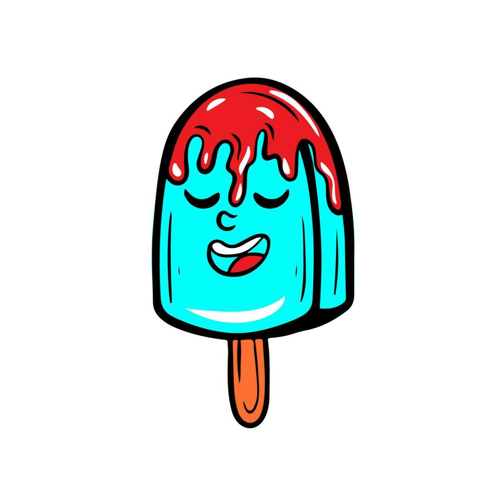 Cute Ice Cream Icon Flat Design Vector Illustration