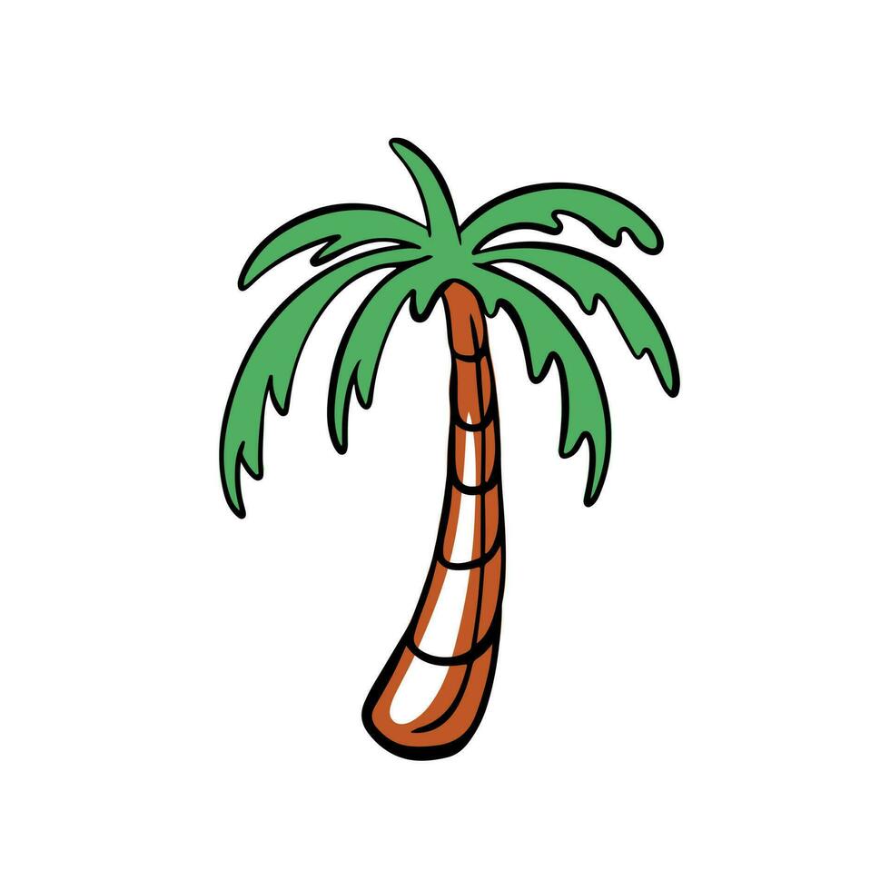 linda palma árbol icono plano diseño vector ilustración
