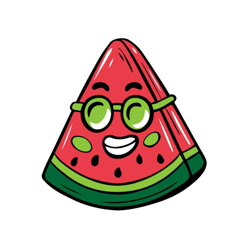 Cute Watermelon Icon Flat Design Vector Illustration