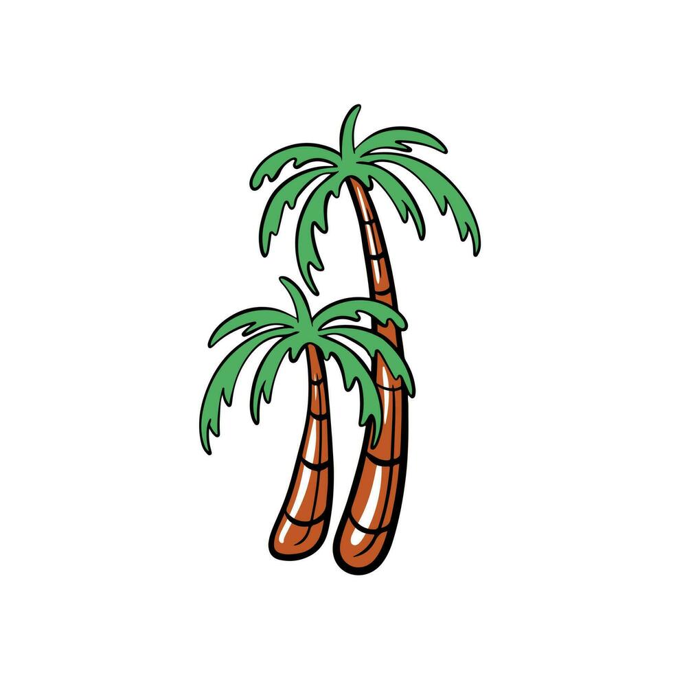 Cute Palm Tree Icon Flat Design Vector Illustration