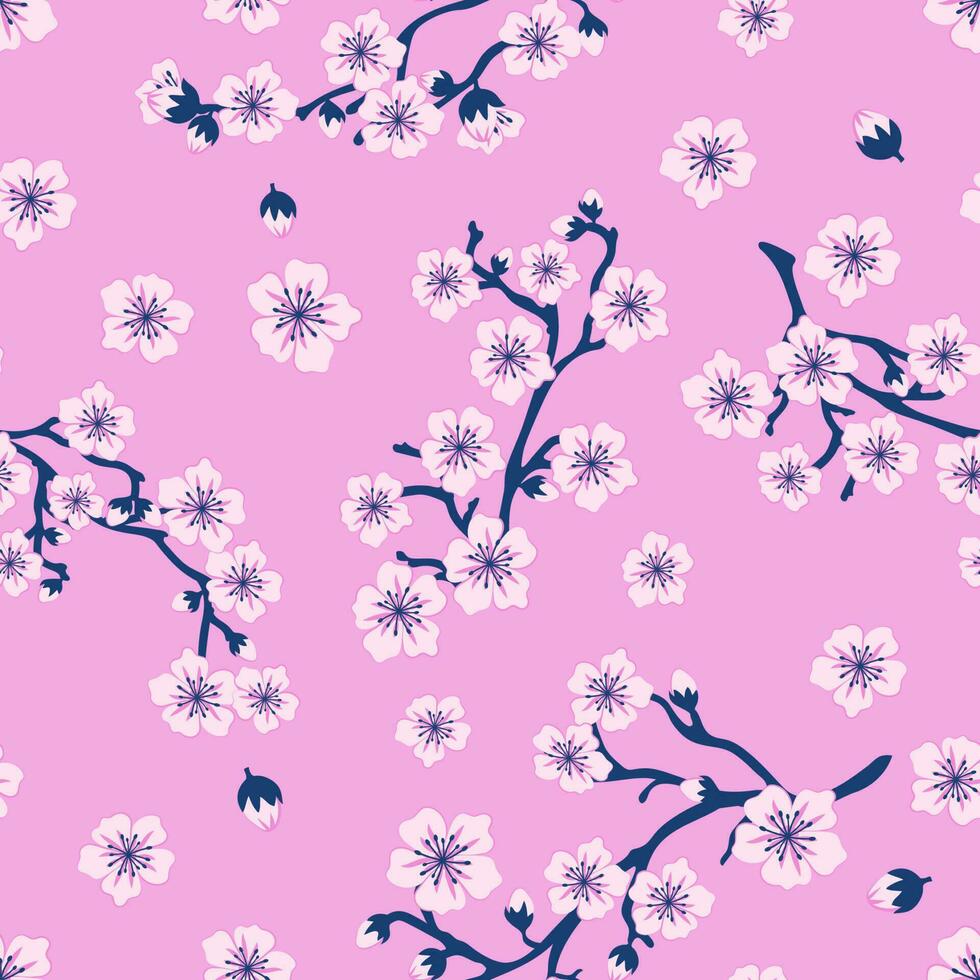 sin costura modelo de rosado sakura flores vector