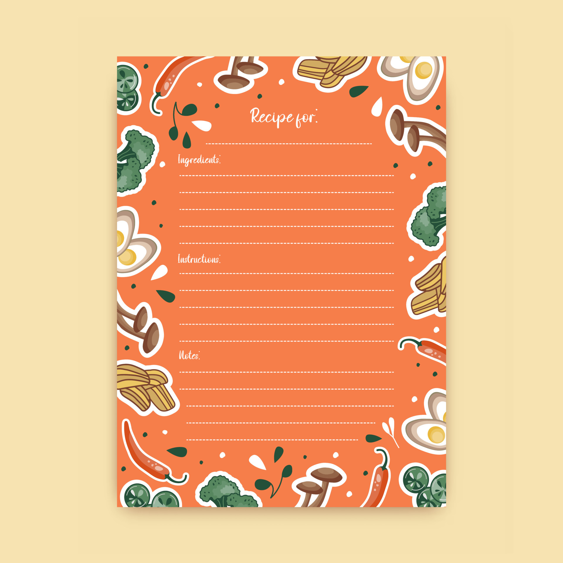 Templates for a recipe book. The blank pages for your recipes. Cookbook.  Vector. 23605592 Vector Art at Vecteezy