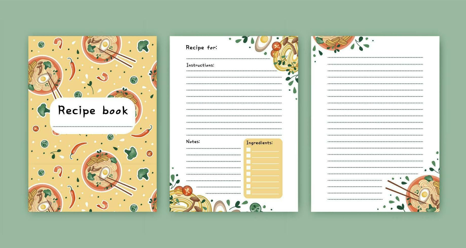 Blank Recipe Book Floral Template, Kitchen Cookbook, Blank Pages