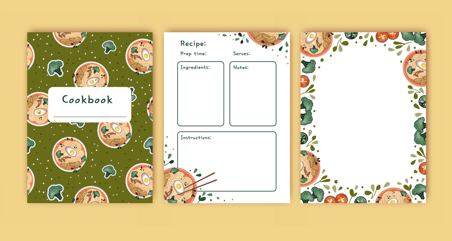 Templates Recipe Book Blank Pages Your Stock Vector (Royalty Free)  2304114425