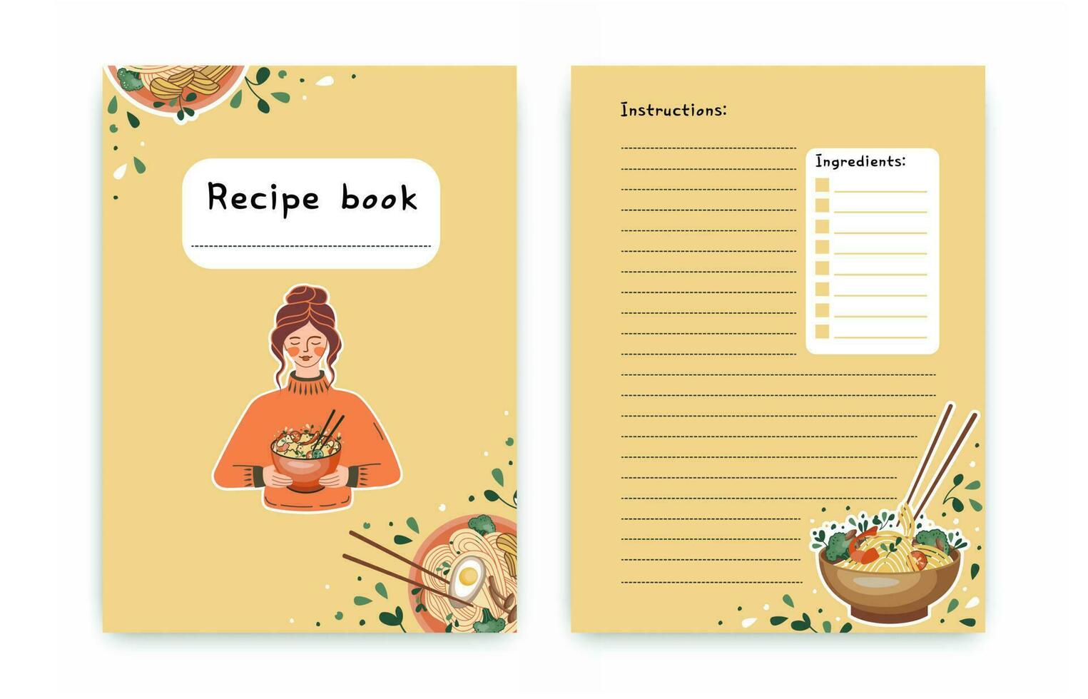 Templates for a recipe book. The blank pages for your recipes. Cookbook. Vector. vector
