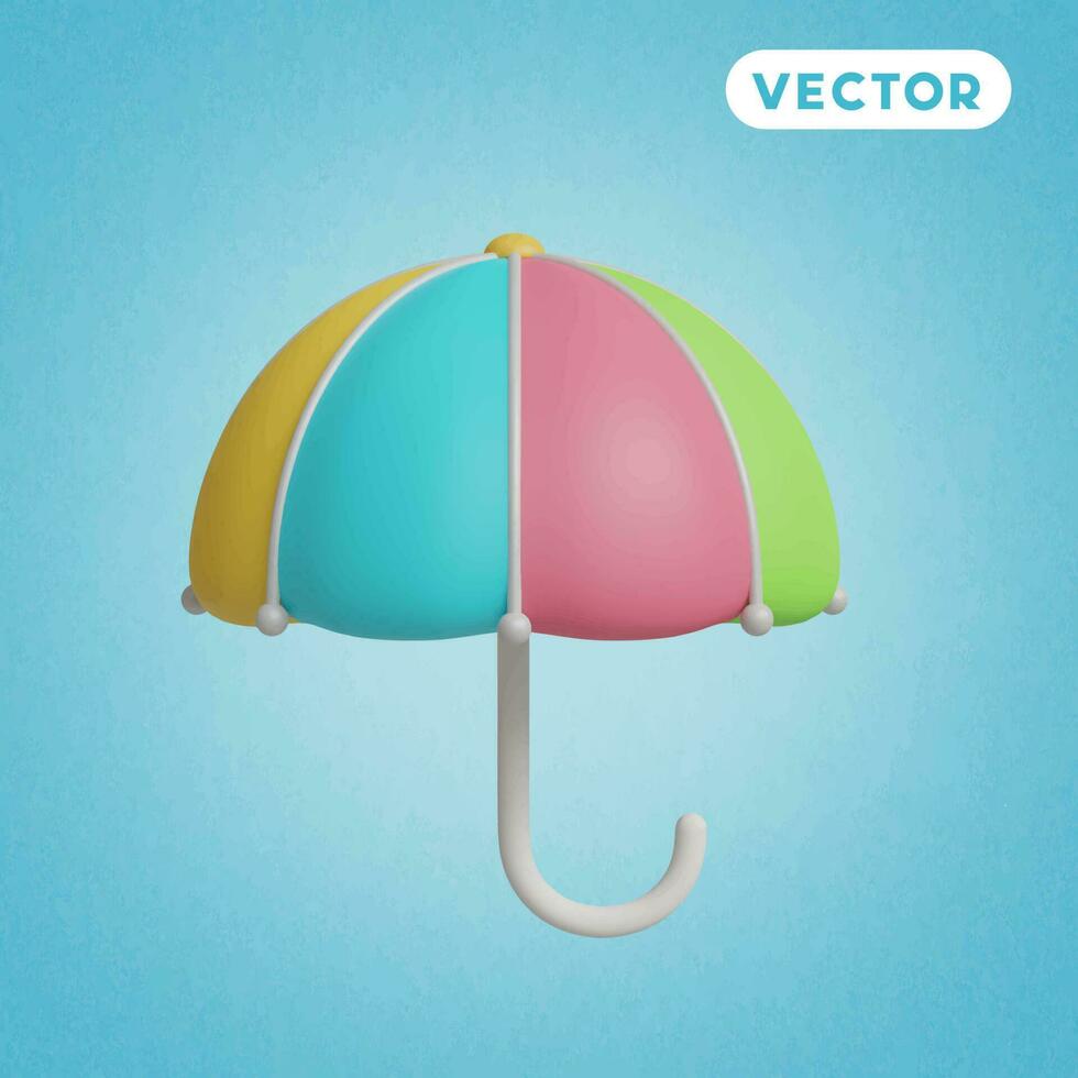 umbrella 3D vector icon set, on a blue background