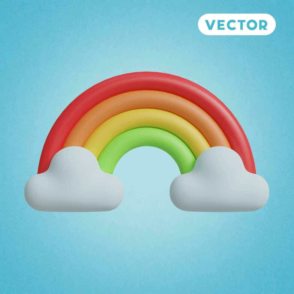 rainbow 3D vector icon set, on a blue background