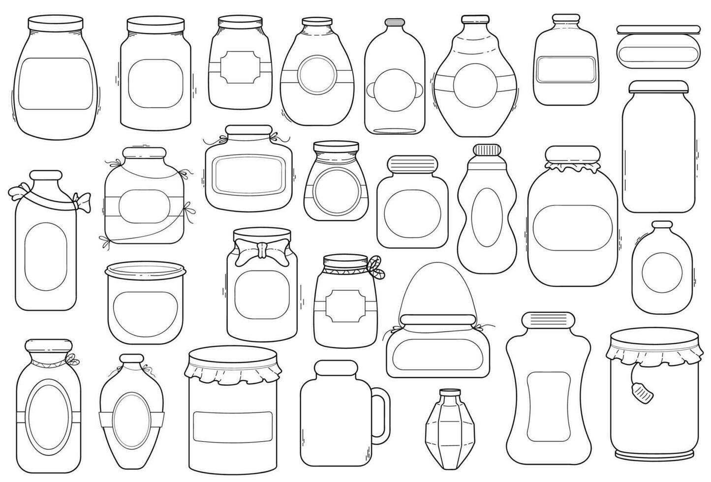 Set of hand-drawn doodle illustrations jar vector