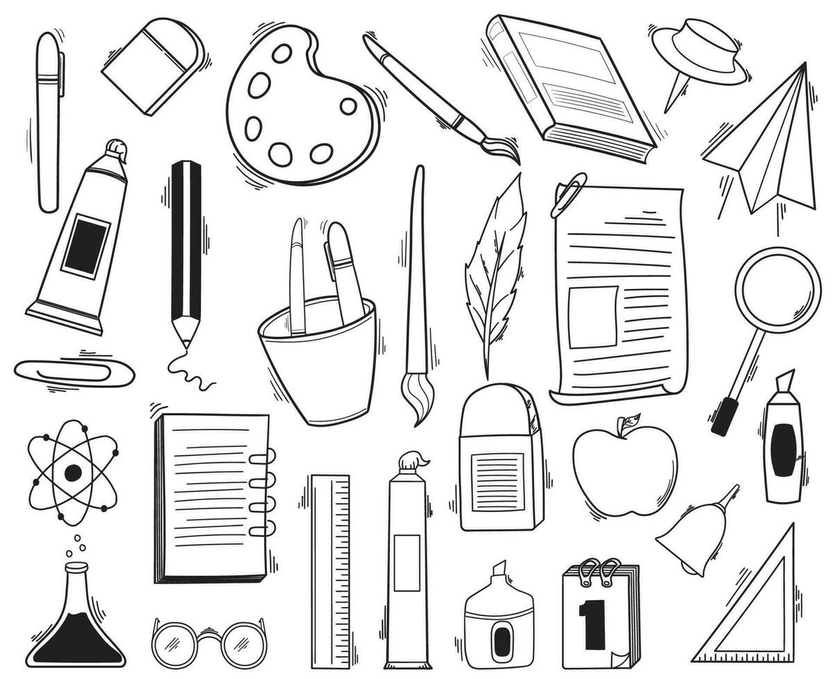 Hand Drawn Art Tools Set Isolated Vector Illustration F Stock Illustration  - Download Image Now - iStock