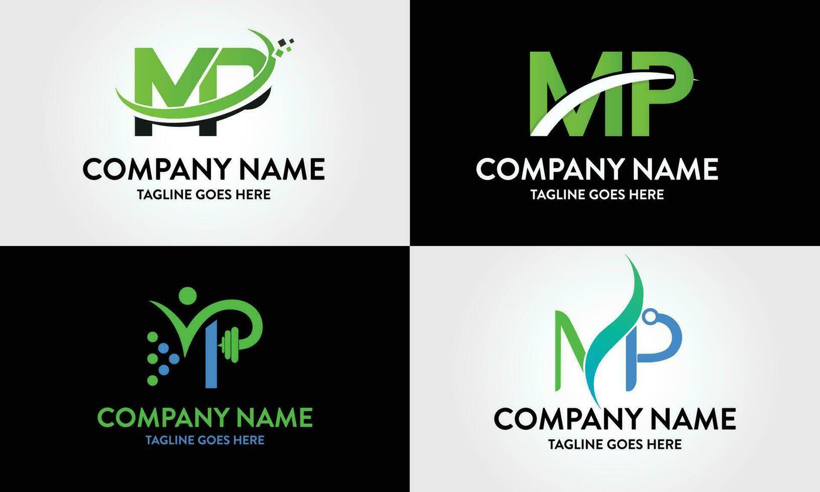 MP Initial Letter Logo Design vector