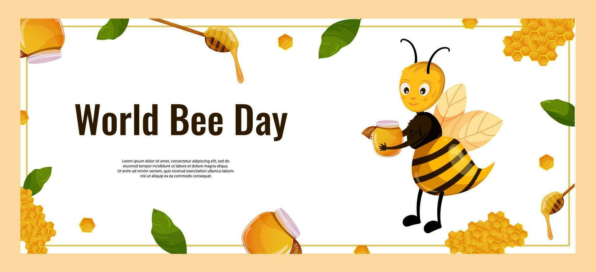 World Bee Day. horizontal template for flyer, banner, invitation, advertisement. Vector. Cartoon vector