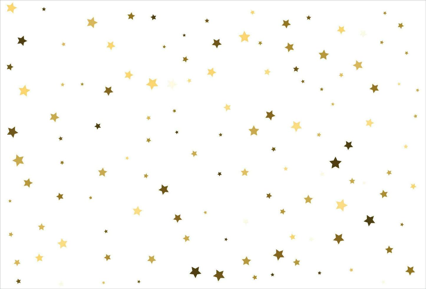 estrellas doradas que caen al azar sobre fondo blanco. patrón brillante para pancarta, tarjeta de felicitación, tarjeta de navidad y año nuevo, invitación, postal, embalaje de papel vector