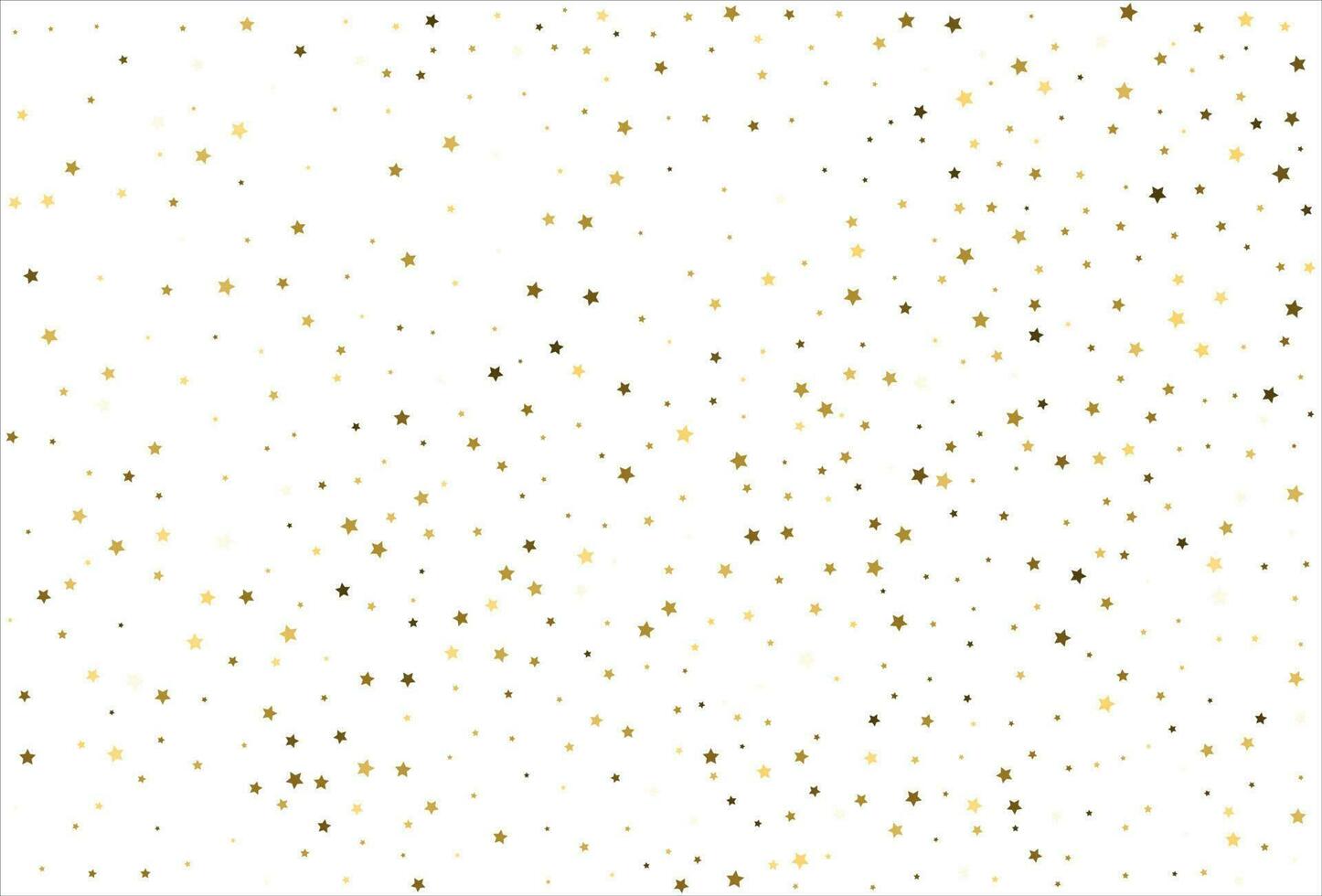 estrellas doradas que caen al azar sobre fondo blanco. patrón brillante para pancarta, tarjeta de felicitación, tarjeta de navidad y año nuevo, invitación, postal, embalaje de papel vector