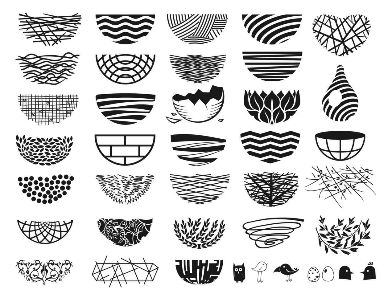 Set icons Birds Nest for a logo vector