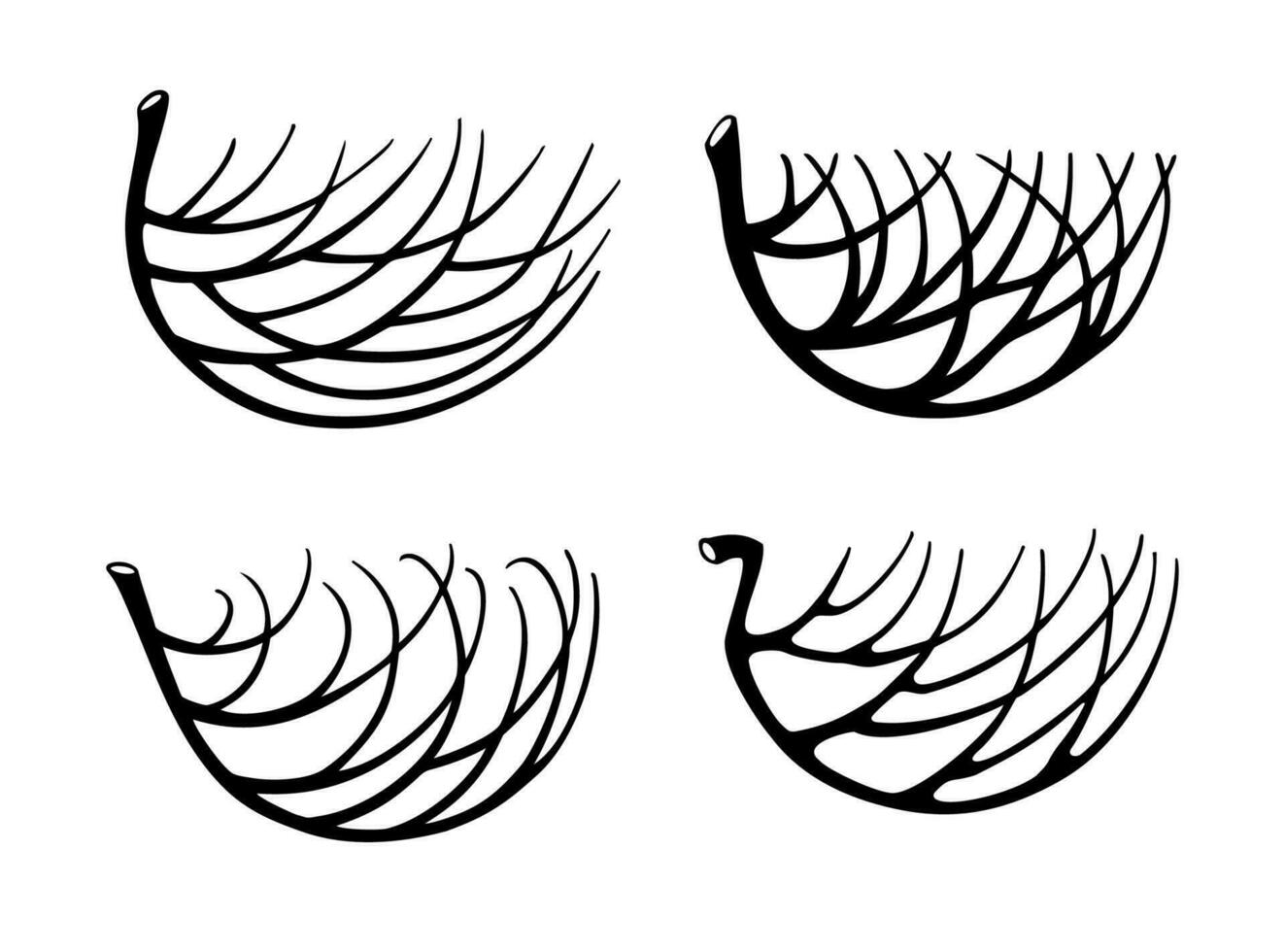 establecer iconos pájaros anidan para un logotipo vector