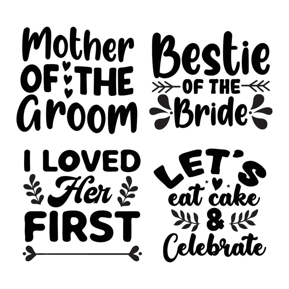 bridal party T-Shirt Design Digital Download Bundle vector