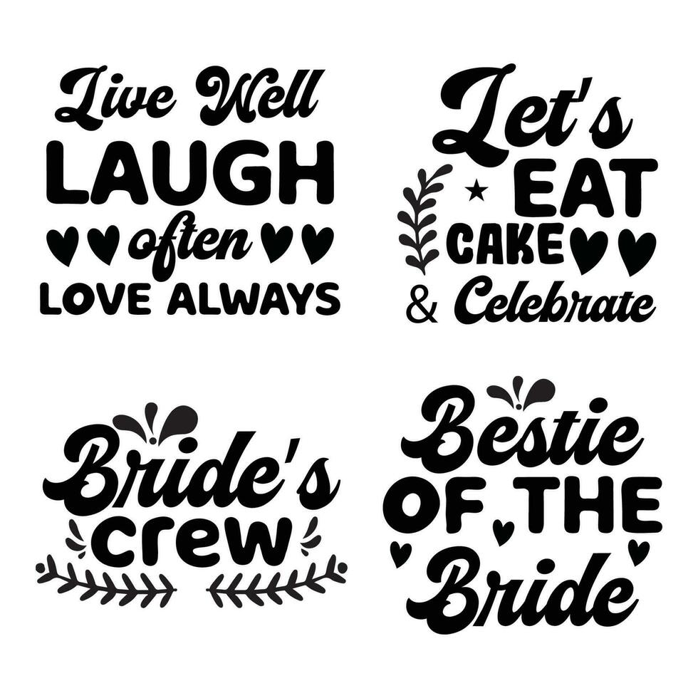 bridal party T-Shirt Design Digital Download Bundle vector