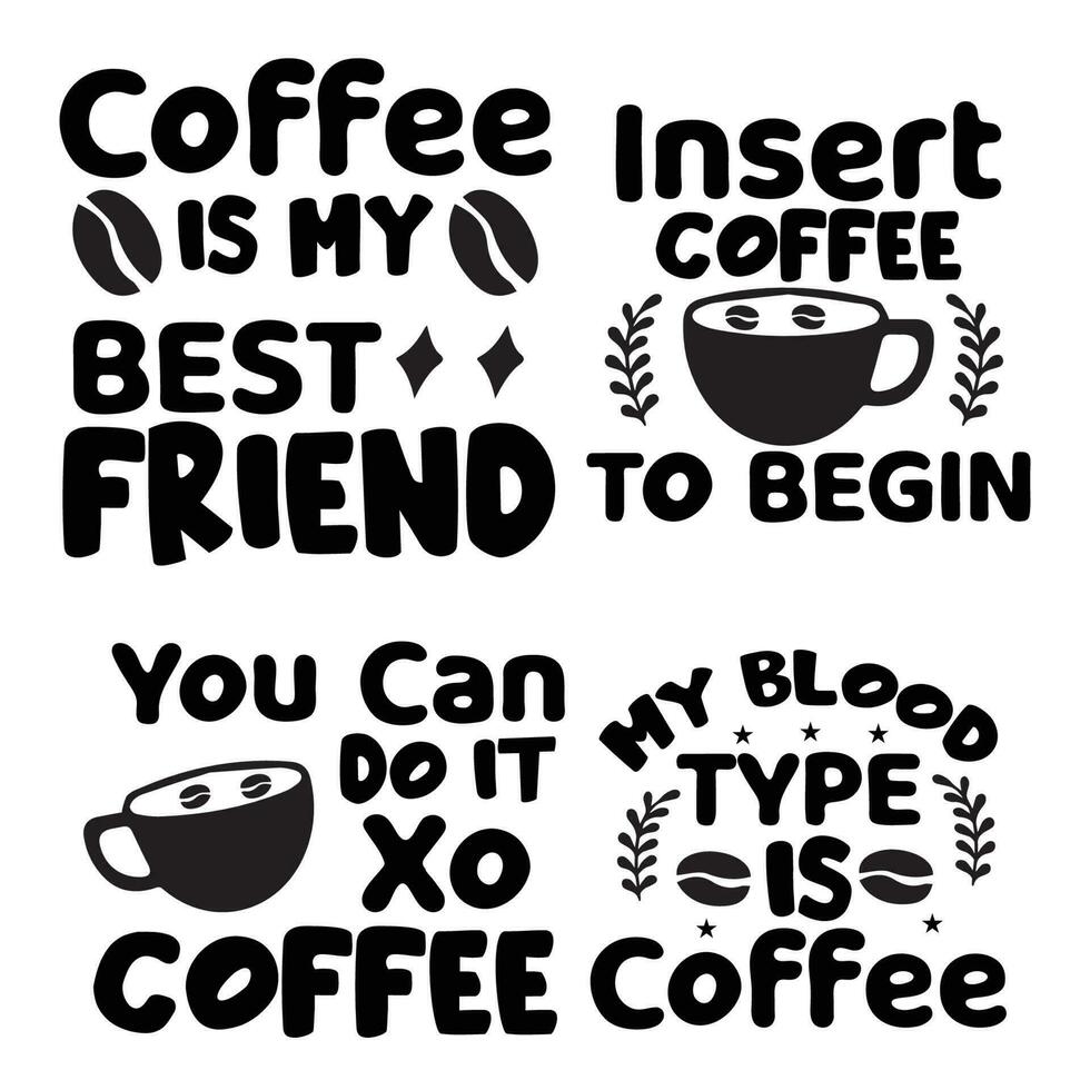 coffee T-Shirt Design Digital Download Bundle vector