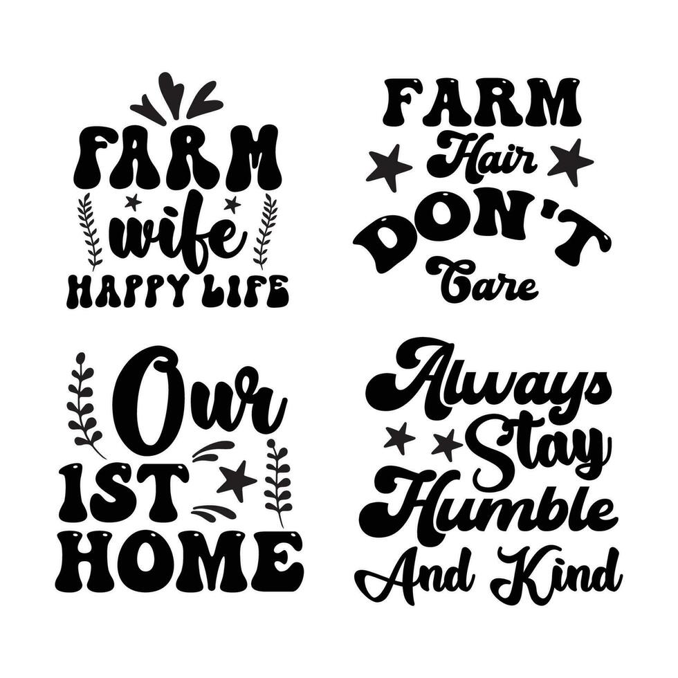 Farmhouse T-Shirt Design Bundle. vector