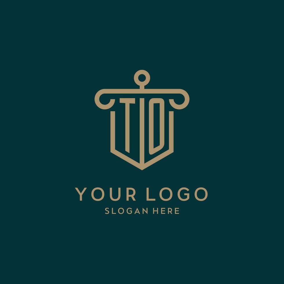 TO monogram initial logo design with shield and pillar shape style vector