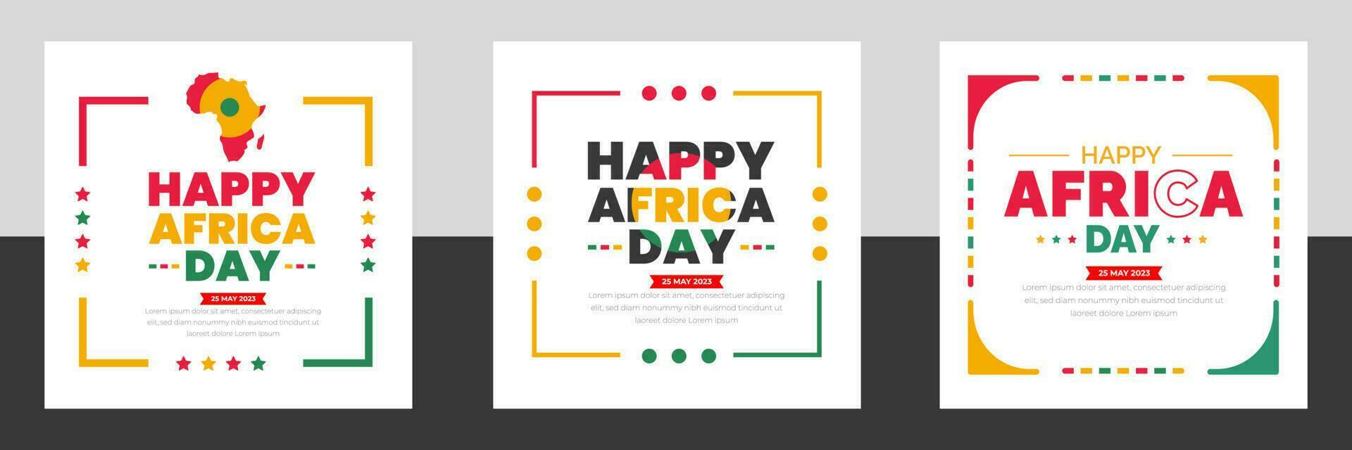 happy Africa day social media post banner design template set. happy Africa day background or banner design Template. vector