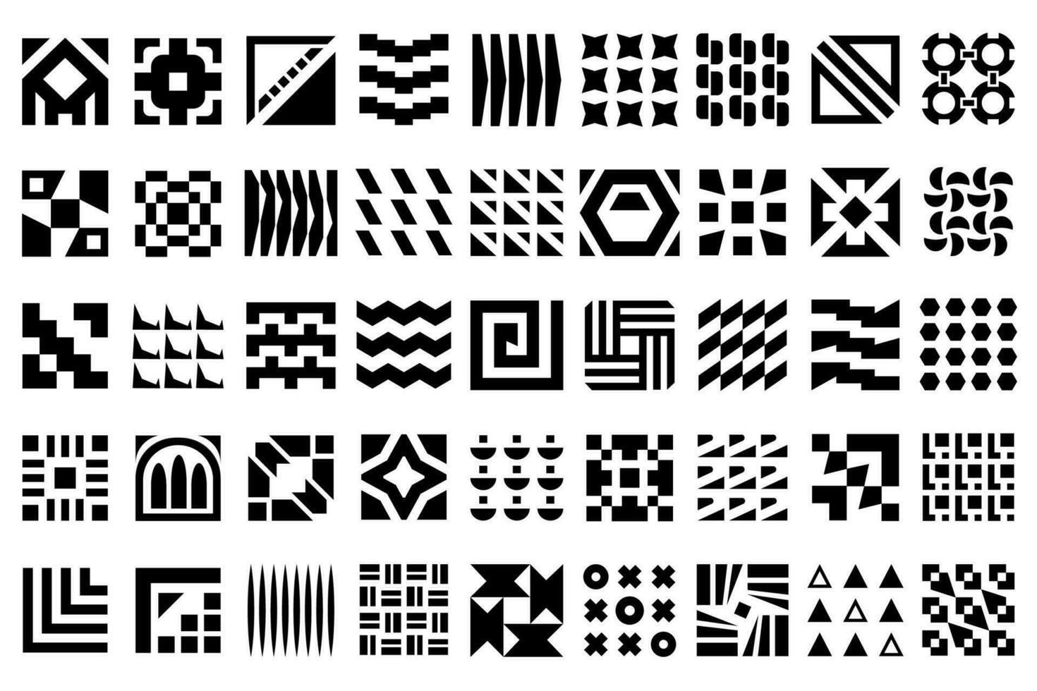 Abstract geometric patterns design collection. Set of black and white decorative design elements. vector