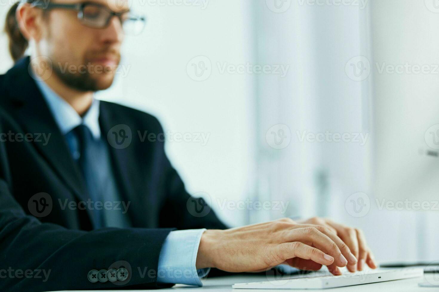 Hands on desktop keyboard computer work office photo