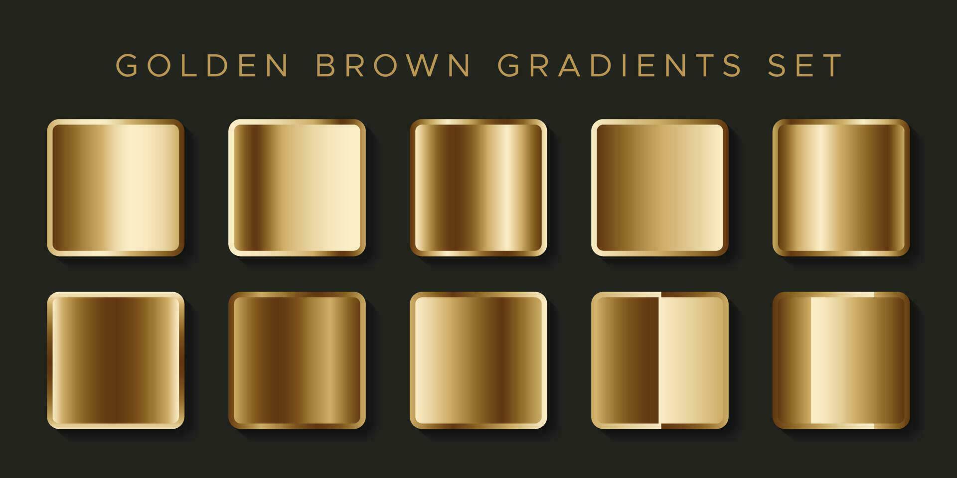 Shiny Brown Luxury metallic golden gradients collection vector