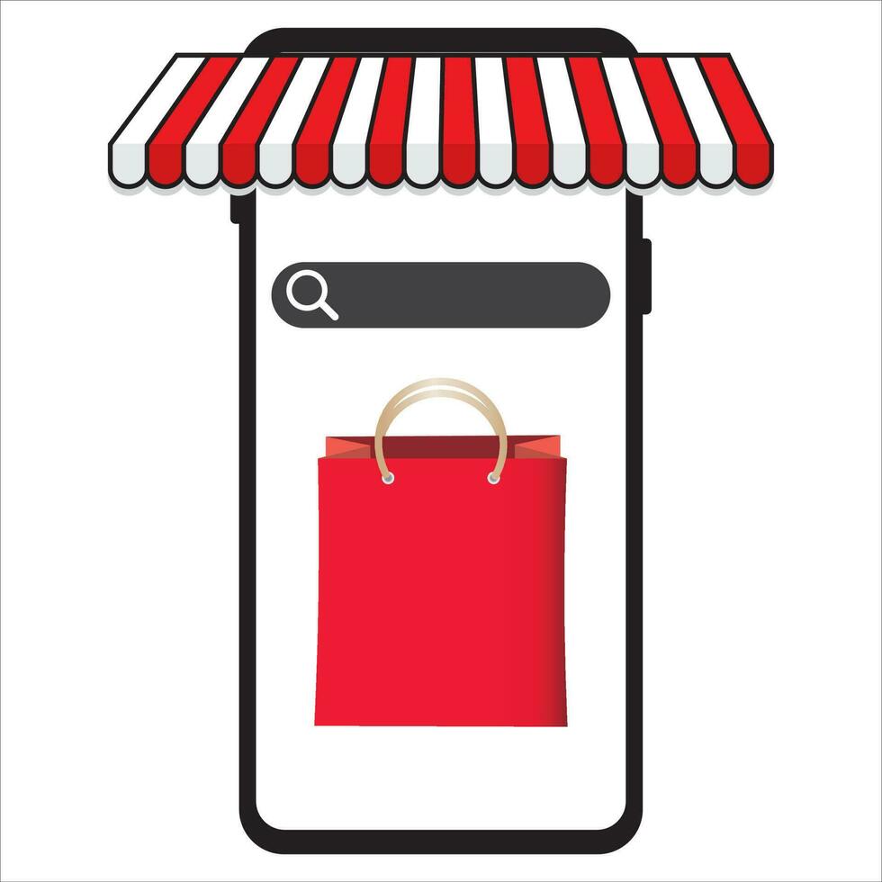 en línea almacenar, compras en teléfono icono, vector, ilustración, símbolo vector