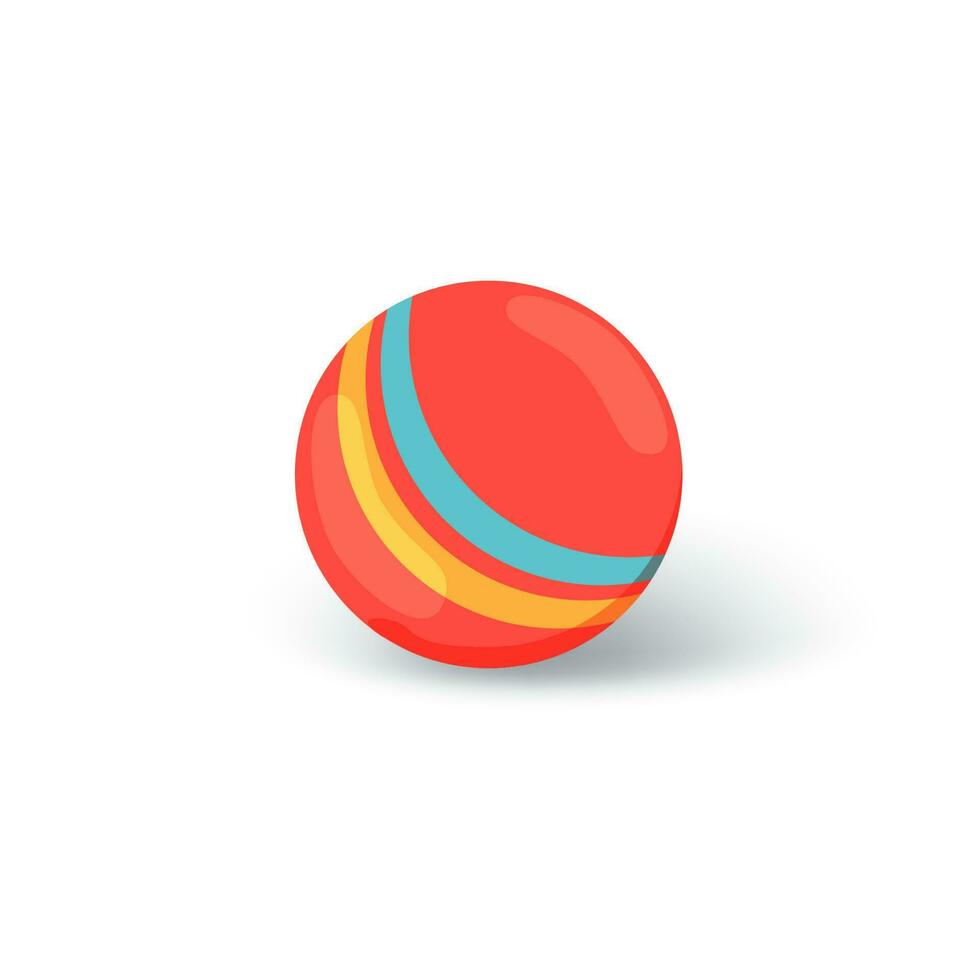 Red retro rubber ball, cartoon design element vector