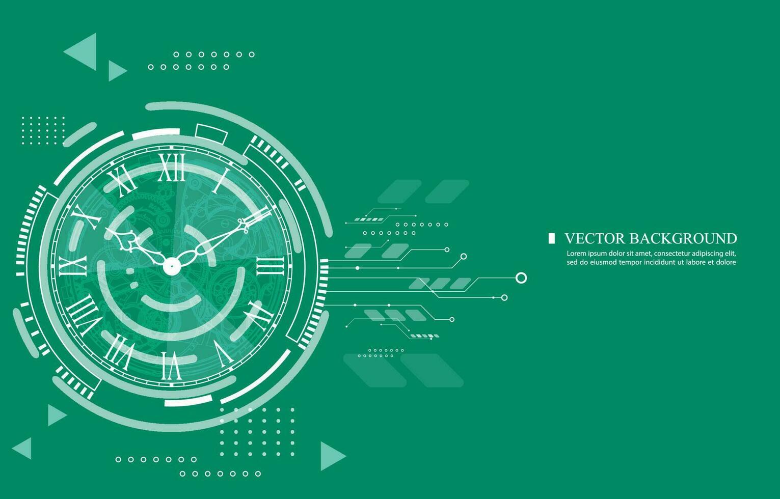 Technology vector background.digital cyber network.analog clock.technology clock