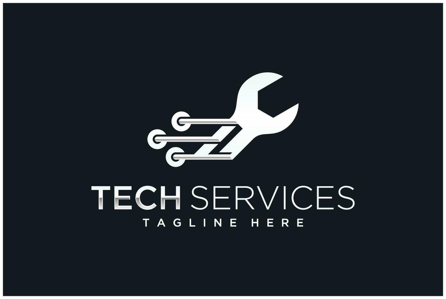 technology logo with wrench vector