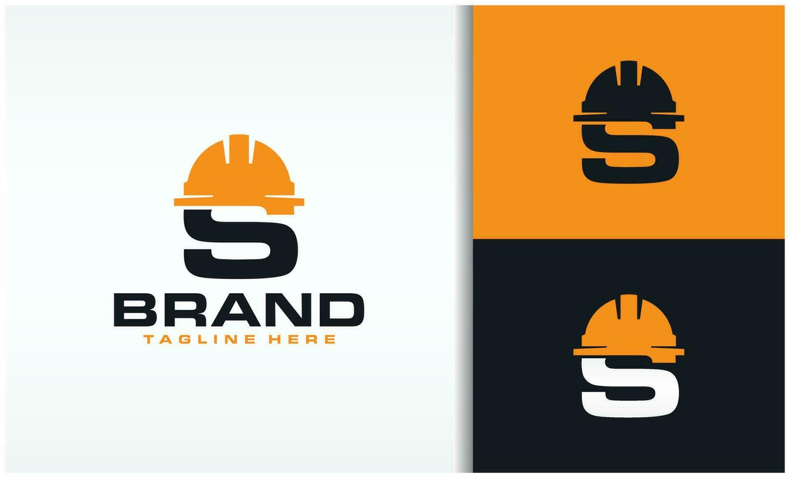 iniciales s gorra construcción logo vector