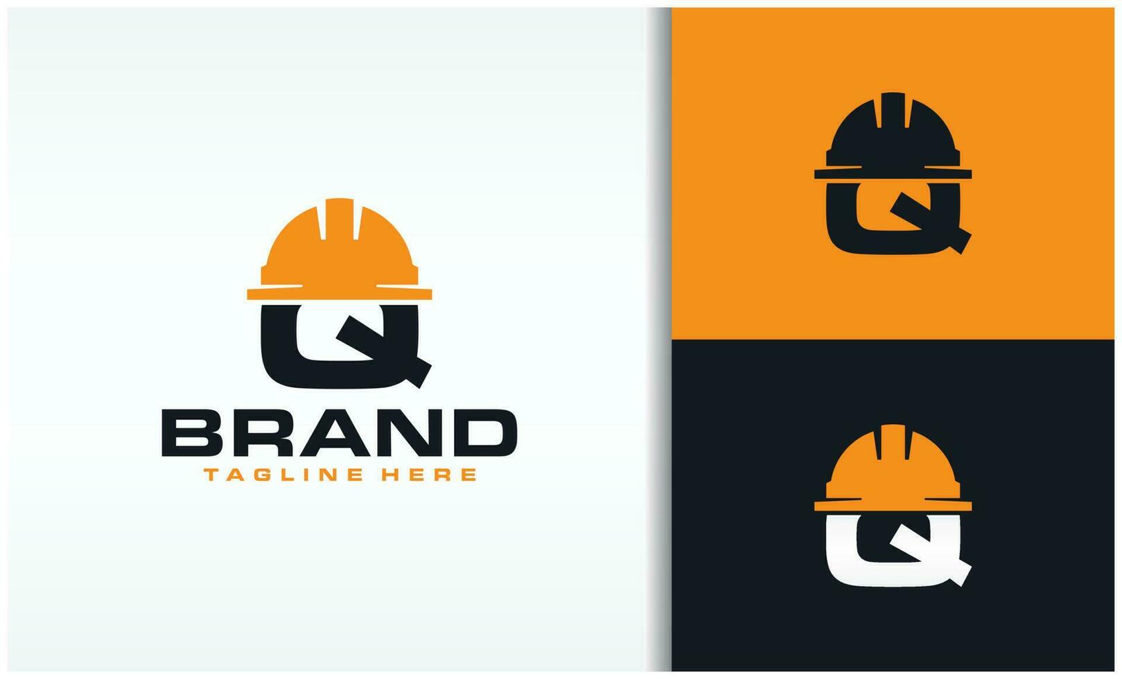 iniciales q gorra construcción logo vector