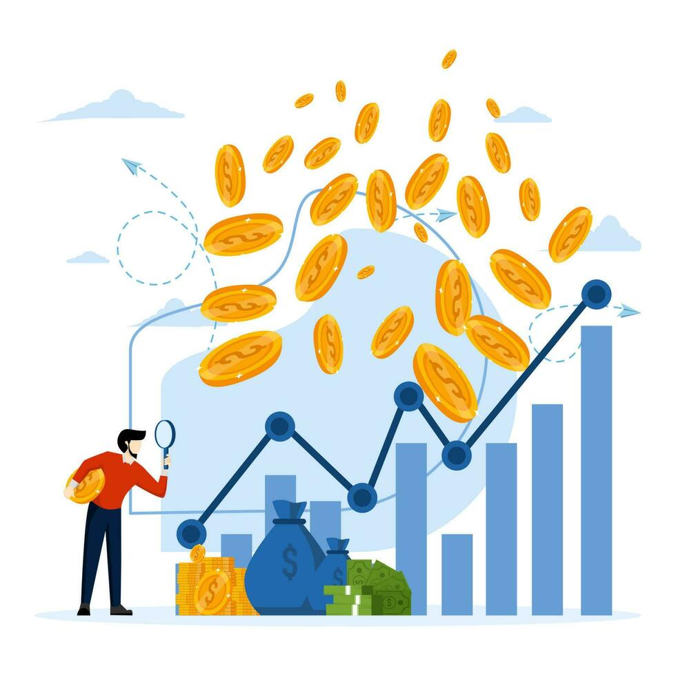 stock market report concept financial market investment income or