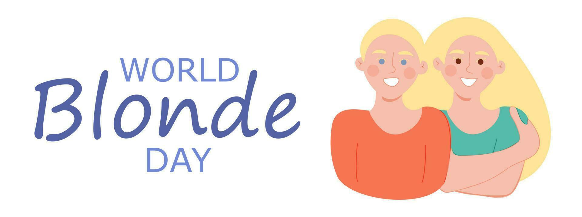 World blonde day poster with man and woman vector illustration