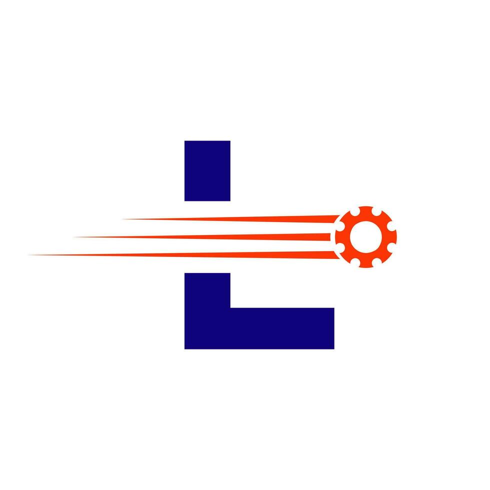 inicial letra l engranaje rueda dentada logo. automotor industrial icono, engranaje logo, coche reparar símbolo vector